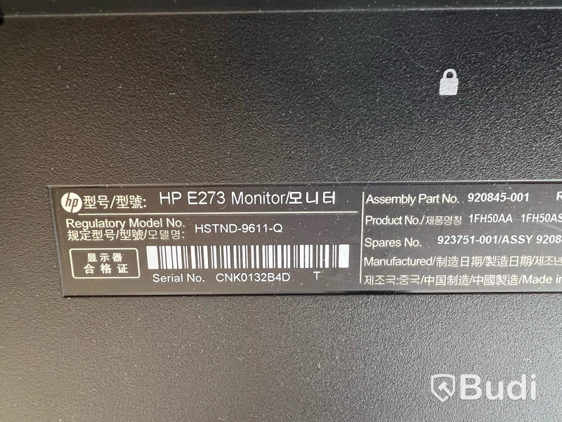 Datorskärm HP EliteDisplay E273 inkl. strömkabel.