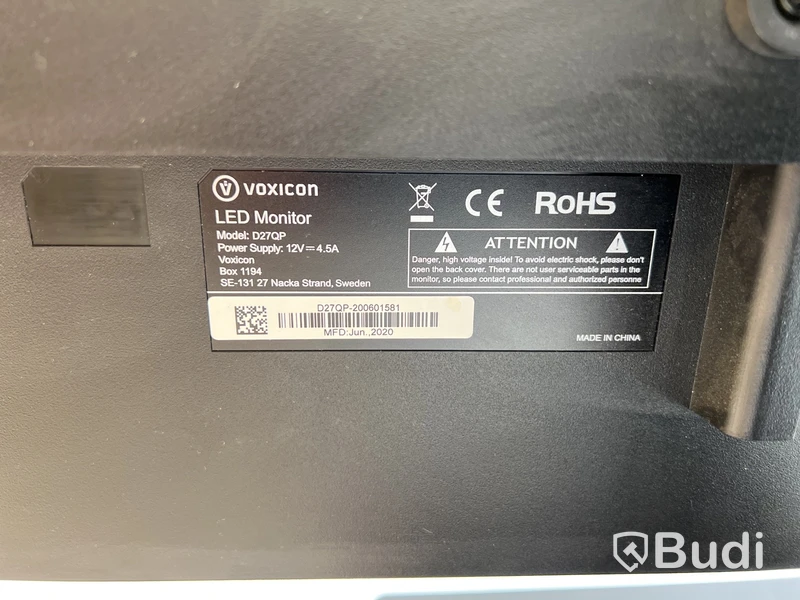Datorskärm Voxicon D27QP inkl. strömkabel.