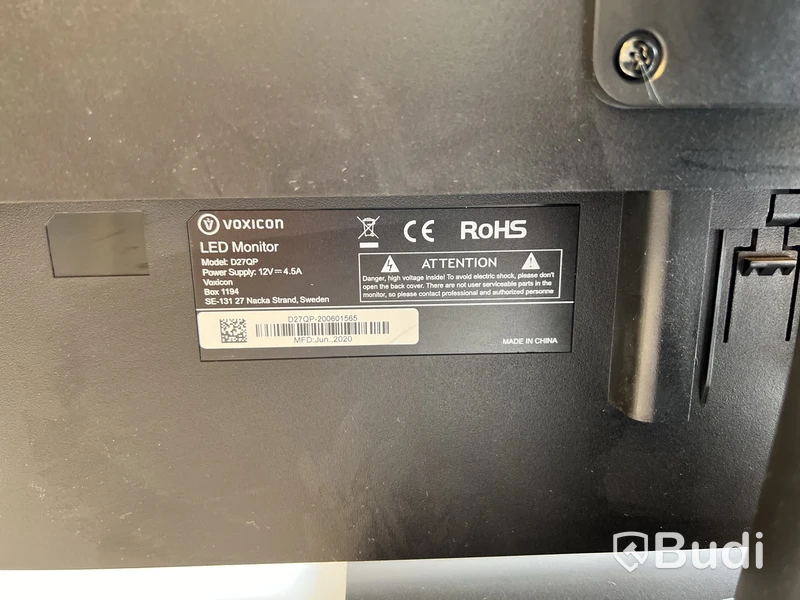 Datorskärm Voxicon D27QP inkl. strömkabel.