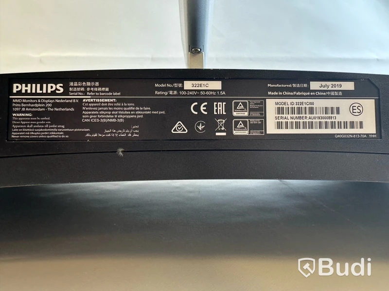 Datorskärm Philips 322E1C/00 inkl. strömkabel.
