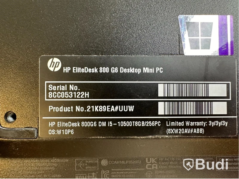 Dator HP EliteDesk 800 G6. OBS! Inget OS.