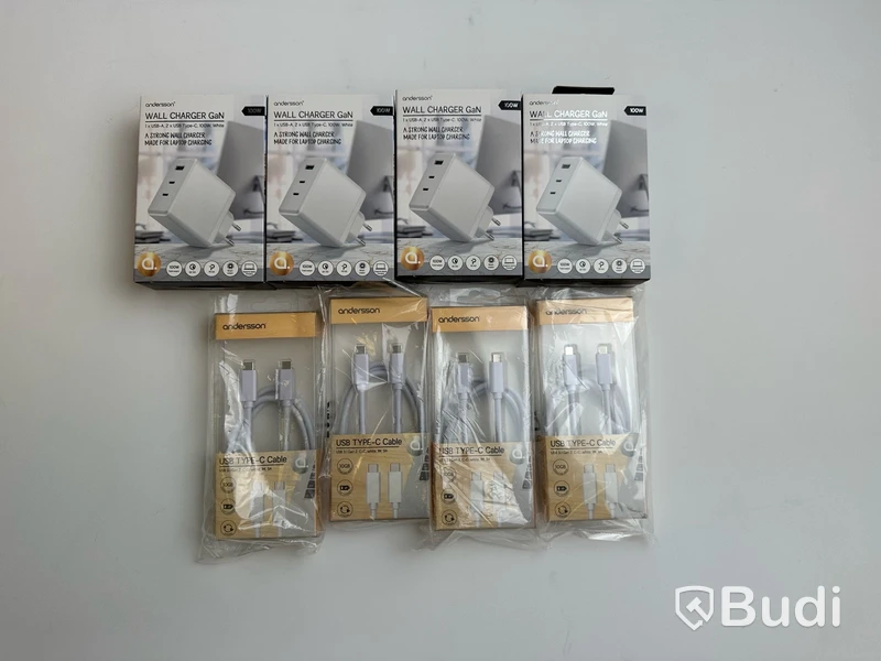 4 st. Wall charger GaN 100w samt 4 st. USB Type-C Cable