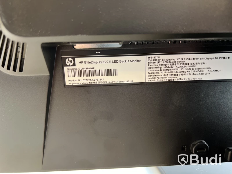 Datorskärm HP Elite Display E271i inkl. strömkabel.