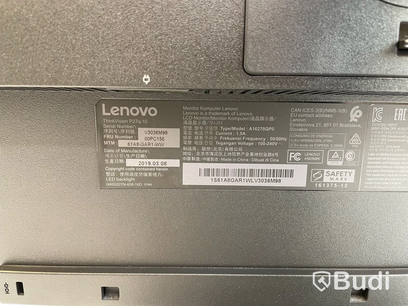 Datorskärm Lenovo ThinkVision P27q-10 27 tum QHD.