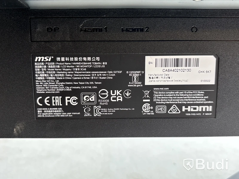 Gamingskärm MSI, G273QF, 27 tum