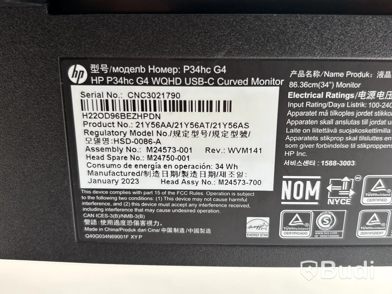 Datorskärm HP P34hc G4 WQHD