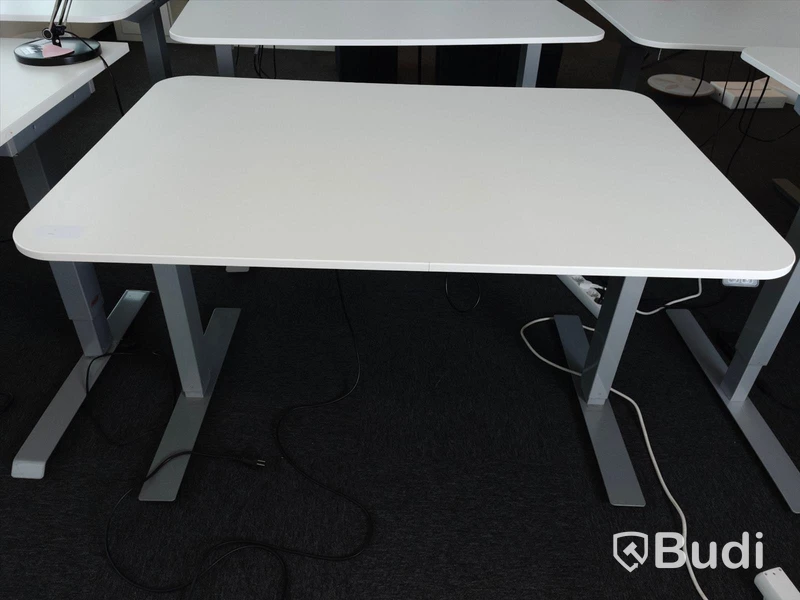 Elektriskt höj- och sänkbart skrivbord. Funktionstestat. B:120cm, D:80cm. Inkl skrivbordslampa