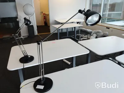 Elektriskt höj- och sänkbart skrivbord. Funktionstestat. B:120cm, D:80cm. Inkl skrivbordslampa