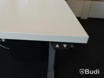 Elektriskt höj- och sänkbart skrivbord. Funktionstestad. B:120cm, D:80cm. Inkl skrivbordslampa