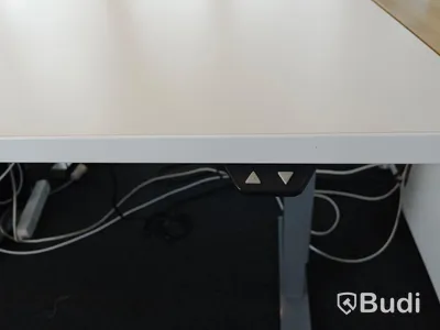 Elektriskt höj- och sänkbart skrivbord. Funktionstestad. B:120cm, D:80cm. Inkl skrivbordslampa