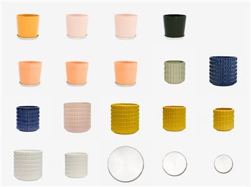 (NY) Stort parti med 900 st. designkrukor i stengods & terrakotta – Stilren design i flera färger