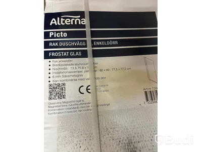 (Ny) Duschvägg Alterna Rak Enkeldörr 80 cm Frostat glas