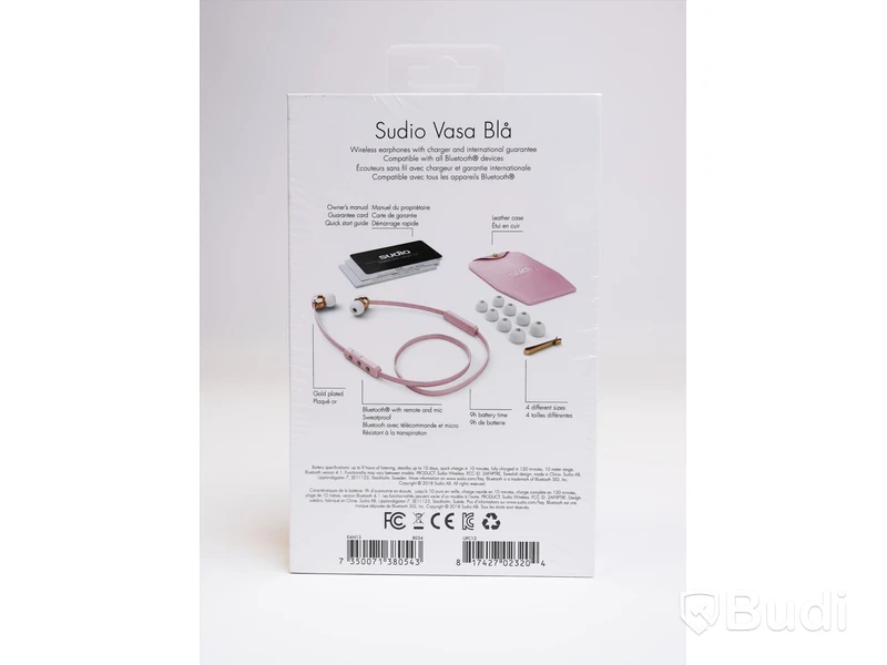 Trådlösa hörlurar - Sudio, Vasa blå, Rosa. Ny, Obruten förpackning.