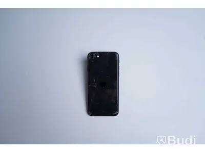 iPhone SE, 64 GB, Batterihälsa 95 procent, sprucken baksida samt mindre spricka i skärm