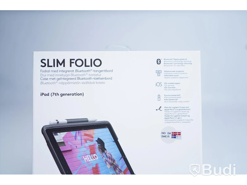 iPad skydd/tangentbord, Logitech Slim Folio (7:e generationen). Svart. Ny.