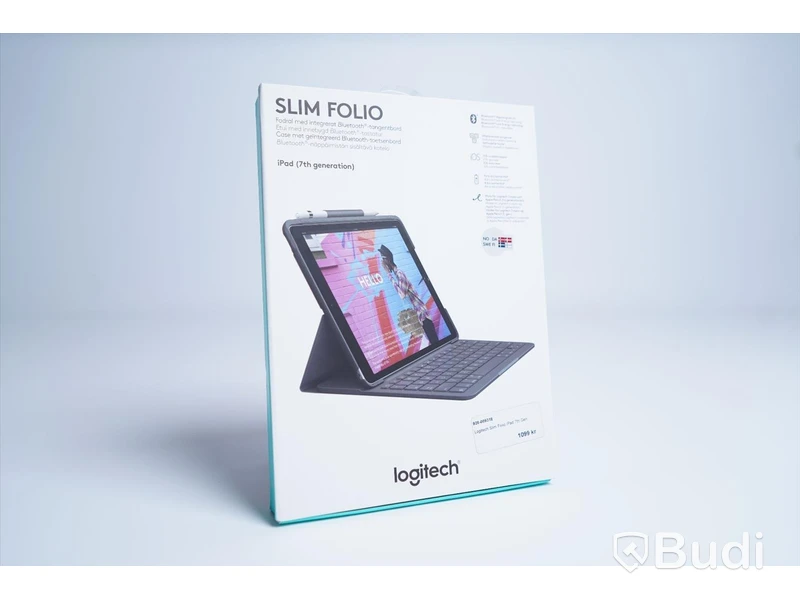 iPad skydd/tangentbord, Logitech Slim Folio (7:e generationen). Svart. Ny.