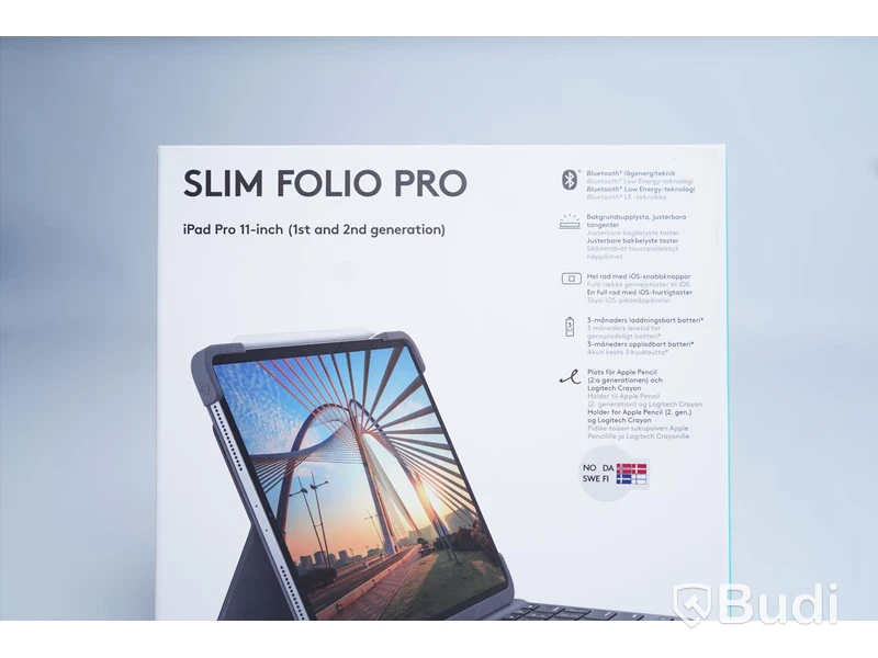 iPad Pro skydd/tangentbord, Logitech Slim Folio Pro (1:a och 2:a generationen). Svart. Ny.