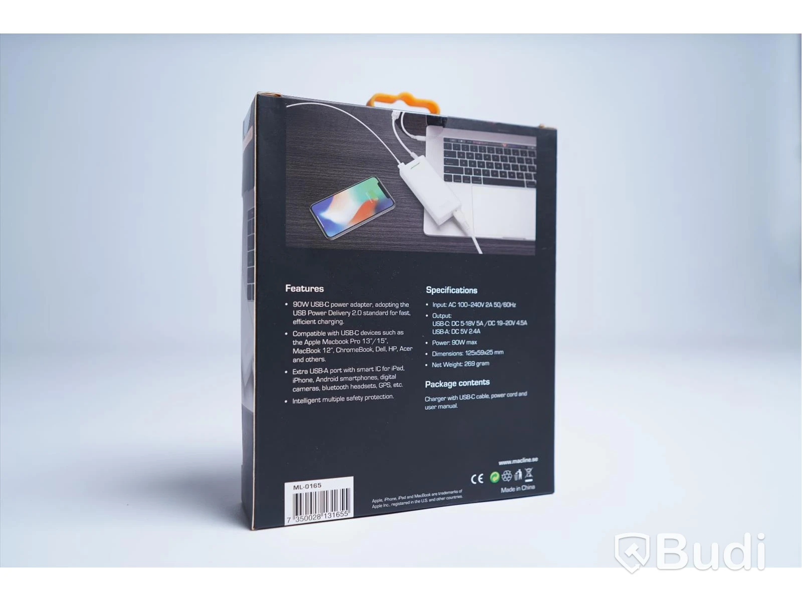 Laddare USB, MacLine Multicharger 90W 1xUSB-C och 1xUSB-A. Ny, Obruten förpackning.
