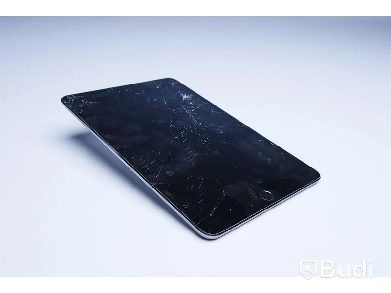iPad mini 4 - 128 GB, Silver Grey, Apple. Slitage, sprucken framsida.
