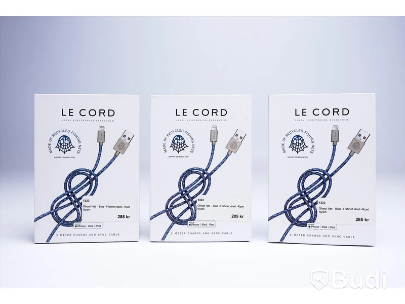Kabel USB-Lightning - 3 st, blå, Le Cord. Ny, Obruten förpackning.