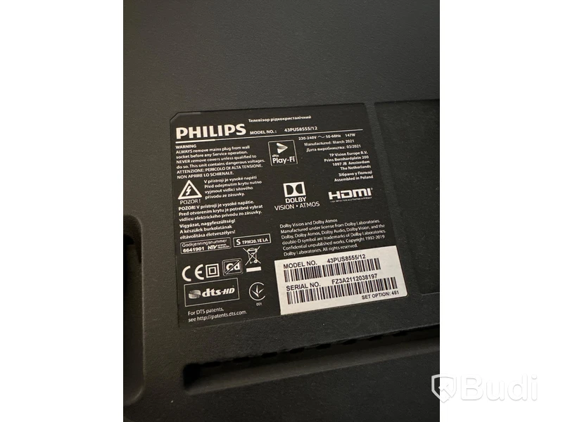 Philips 43PUS8555/12 TV 43 tum med LED belysning och väggstativ Obs! Saknar fjärrkontroll