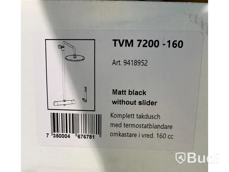Takduschset, Tapwell TVM 7200 Edition 2 160, Matt Black without slider, - Nypris ca 13000 kr
