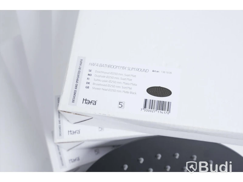 Takduschhuvud 4 st - Hafa Bathroom Mix Slim Round Mattsvart