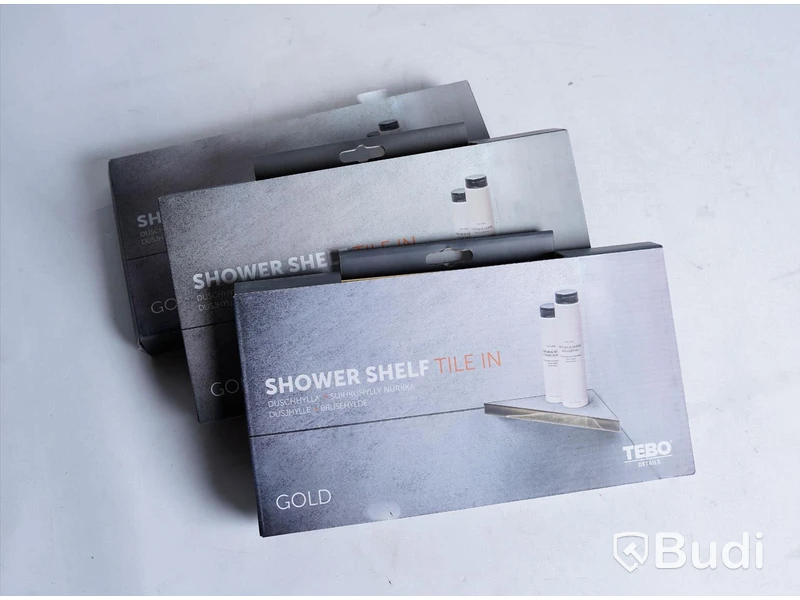 3 st duschhyllor - Tebo Tile In, guld