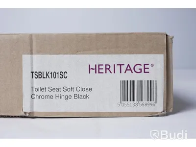 Toalett - Heritage Bathrooms PCLW00, Claverton CC ST WC och Claverton CC cistern samt toasitts TSBLK101SC soft close chrome hinge black.  Nypris ca. 7000 kr