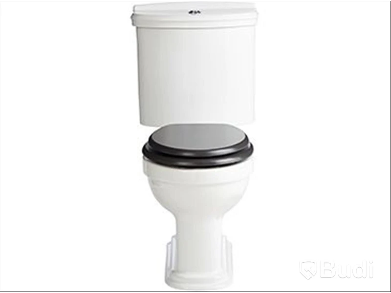 Toalett - Heritage Bathrooms PCLW00, Claverton CC ST WC och Claverton CC cistern samt toasitts TSBLK101SC soft close chrome hinge black.  Nypris ca. 7000 kr