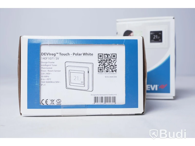 2 st termostat till golvvärmereglering - DEVIreg Touch, polar white