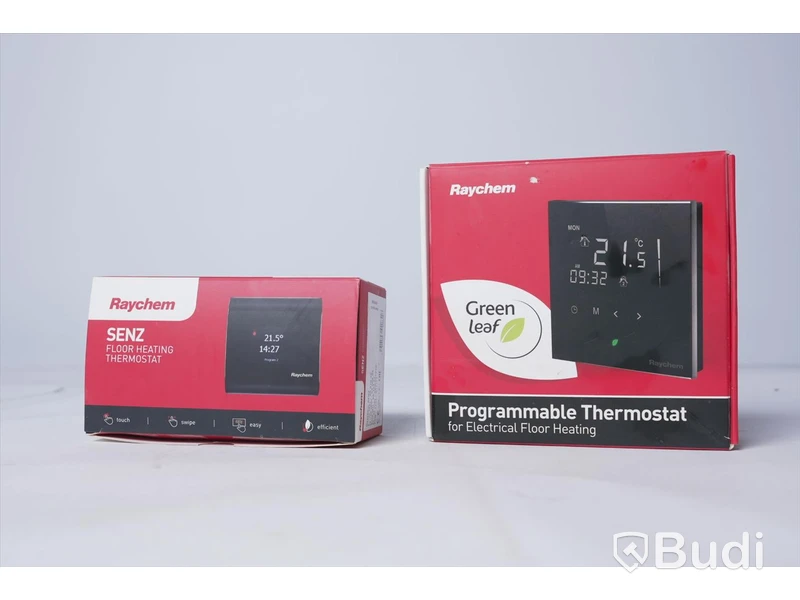 2 st termostat till golvvärmereglering - Raychem SENZ och Green Leaf