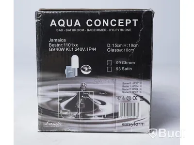 Kartong med diverse badrumsbelysning - Aqua Concept, 6st lampor totalt, nypris ca. 4000 kr