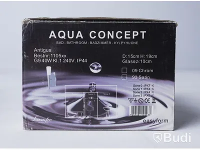Kartong med diverse badrumsbelysning - Aqua Concept, 6st lampor totalt, nypris ca. 4000 kr