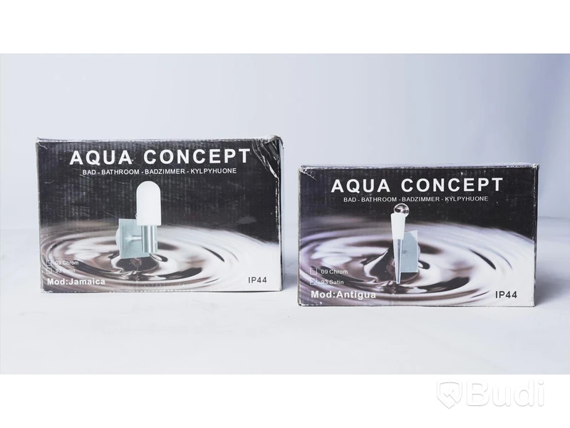 Kartong med diverse badrumsbelysning - Aqua Concept, 6st lampor totalt, nypris ca. 4000 kr