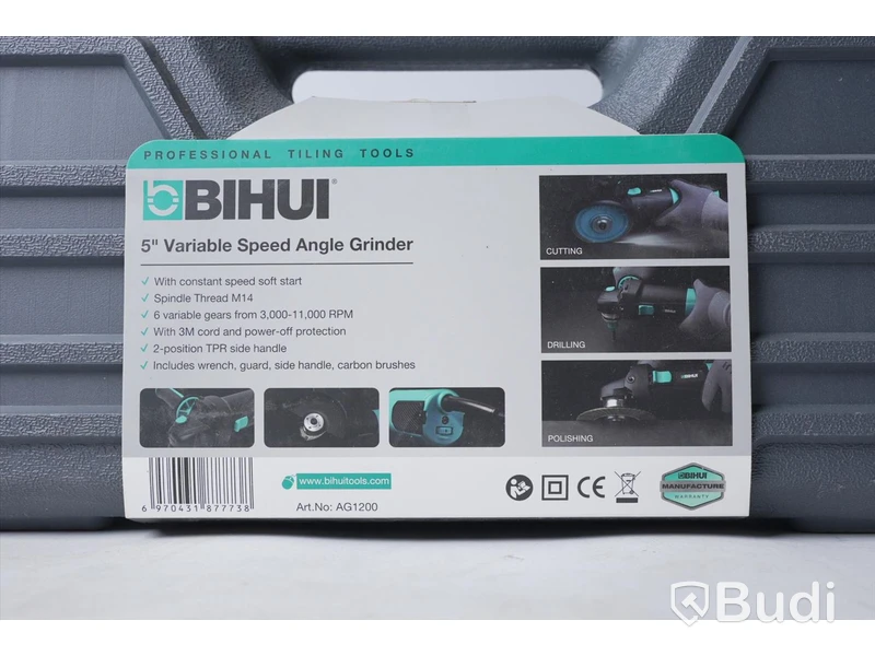 2st vinkelslipar - Bihui Variable Angle Grinder 1200W, Ny, Obruten förpackning.
