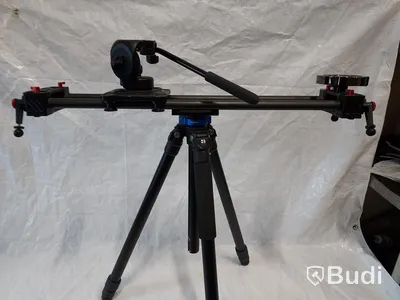 Kamera slider Ifootage Shark Slider S1, Manfrotto huvud, på Benro stativ
