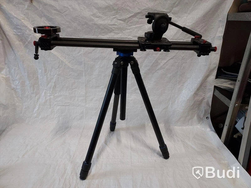 Kamera slider Ifootage Shark Slider S1, Manfrotto huvud, på Benro stativ