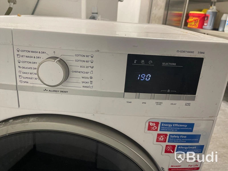 Tvättmaskin Sharp ES-GDB7144WO-EE, 7 kg kapacitet