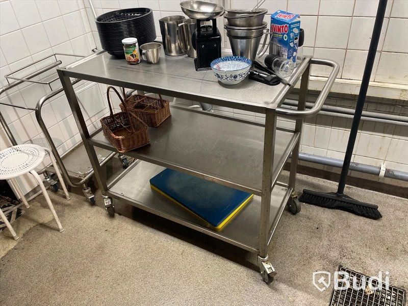 Rostfri vagn på hjul 100x50x90