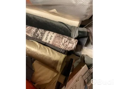 Parti möbeltyger inklusive diverse skumgummi