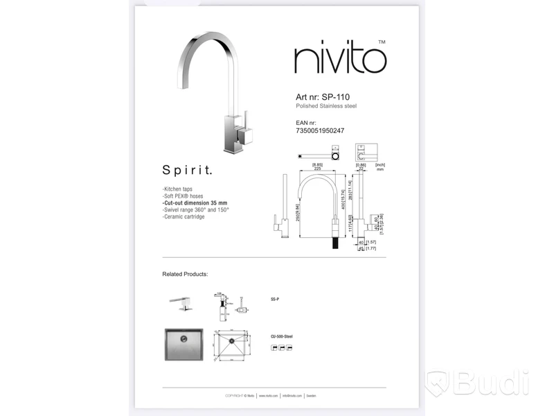 Köksblandare, Nivito Spirit, SP-110