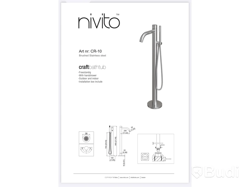 Fristående badkarsblandare, Nivito Craft, CR-10