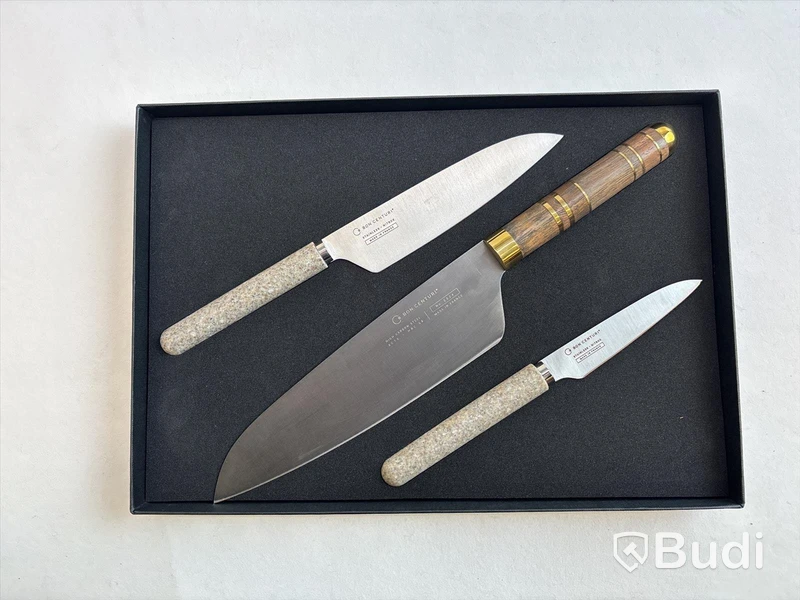 Knivset 3-delar Bon Centuri, Walnut wood och Mineral grey