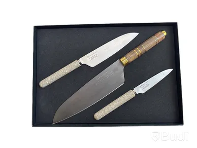 Knivset 3-delar Bon Centuri, Walnut wood och Mineral grey