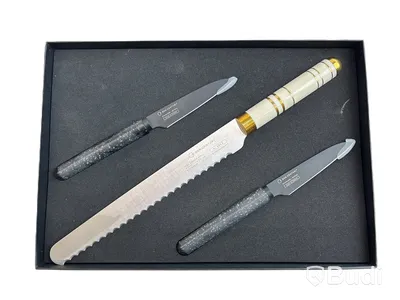 Knivset 3-delar Bon Centuri, Oyster white and Granit Black