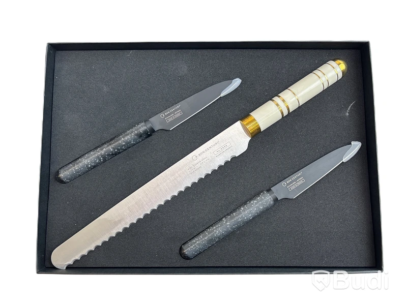 Knivset 3-delar Bon Centuri, Oyster white and Granit Black