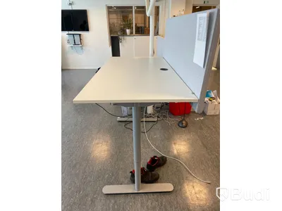 Höj- och sänkbart skrivbord med avskiljare
