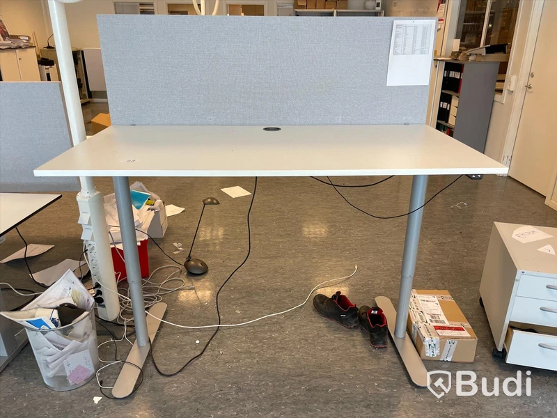Höj- och sänkbart skrivbord med avskiljare