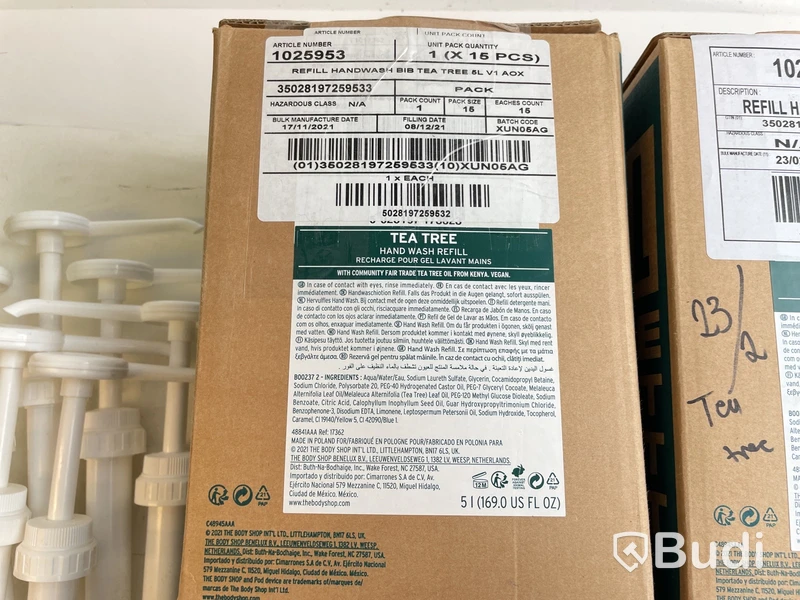 Parti med refill tvål, schampoo och balsam, olika dofter, The Body Shop